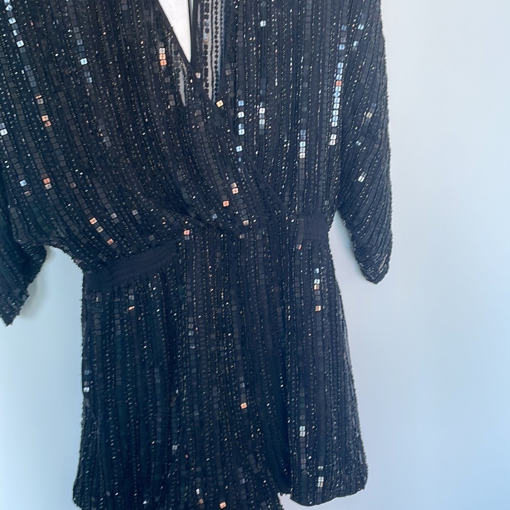 Black Sequin Romper - image 2